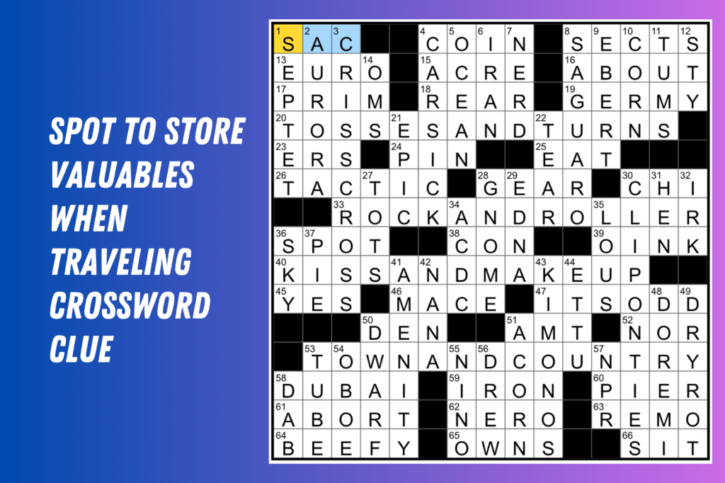 spot to store valuables when traveling crossword clue