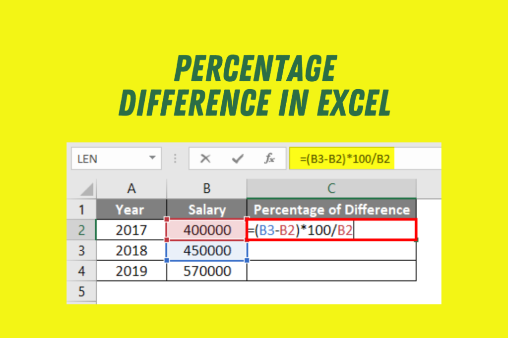 percentage difference excel